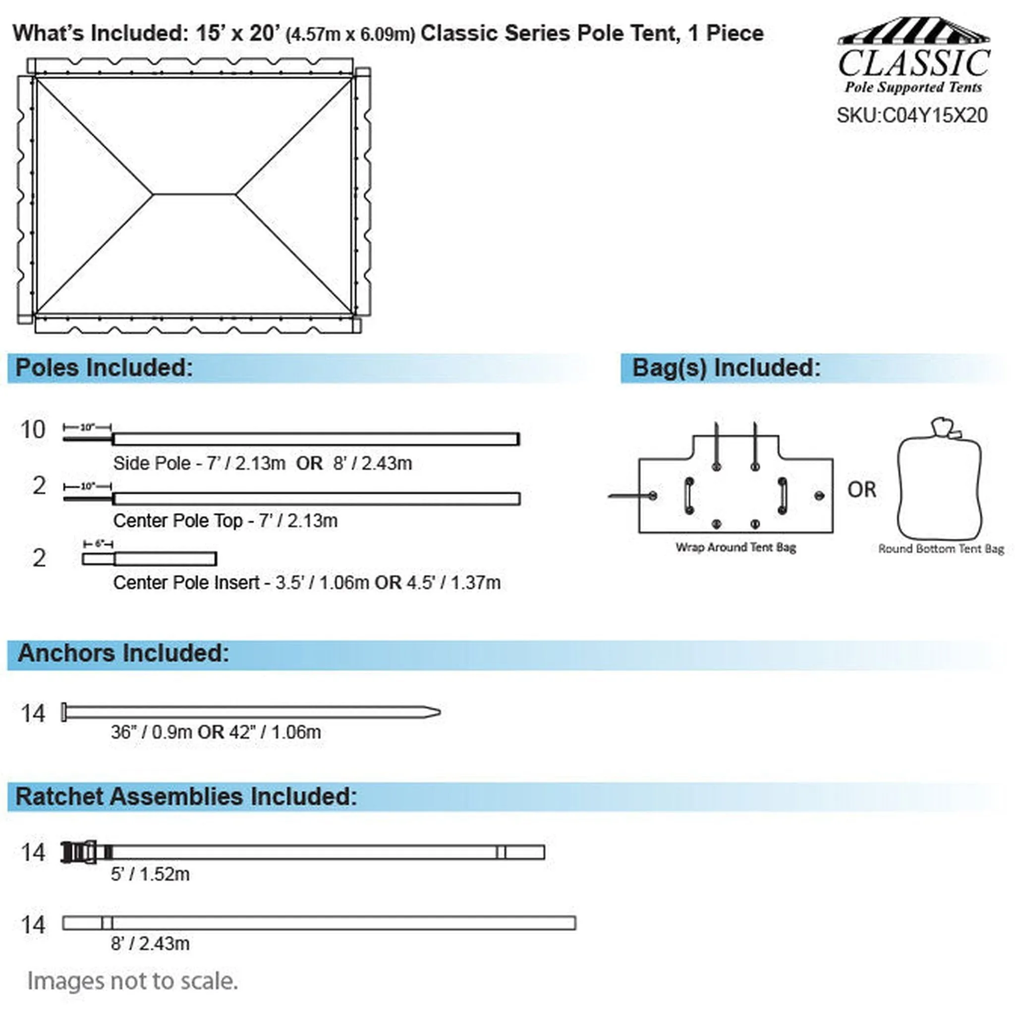 15x20 Classic Series Pole Tent
