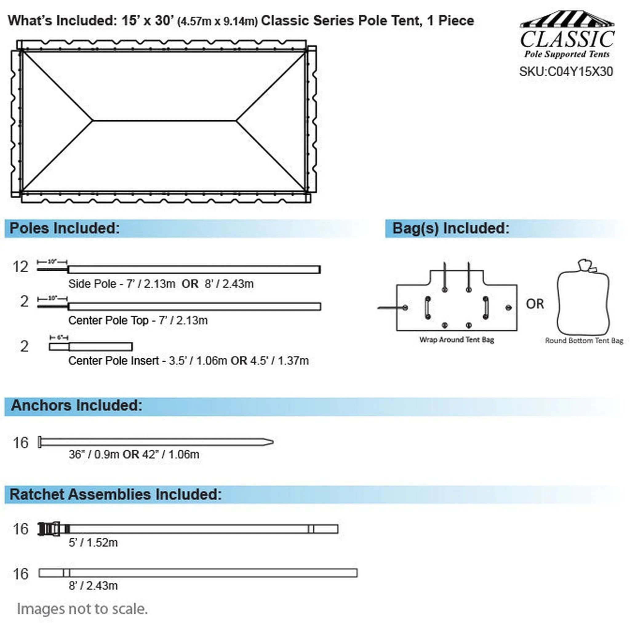 15x30 Classic Series Pole Tent