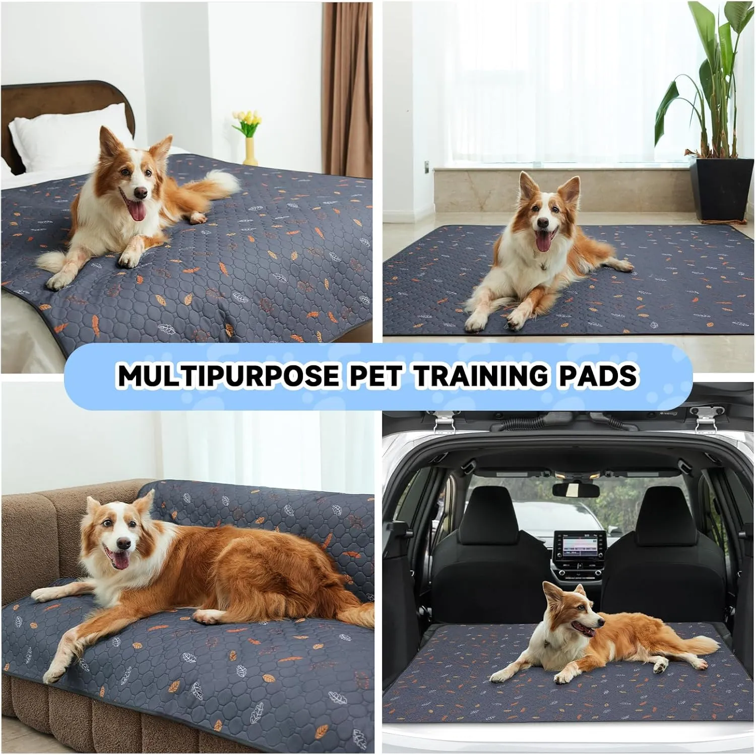 2-Pack Extra Large Reusable Dog Mat for Floor, Waterproof Dog Playpen, Super Absorbent Washable Pee Pads for Dogs, Pet Whelping Mat, Potty Training - 36" x 72"