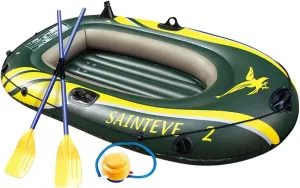 2 Person Inflatable Boat, Foldable Inflatable Boat Set, Portable Thickened Floating Rafts, Wear-Resisting Kayak Rubber Boats Hovercraft Dinghies for Fishing Entertainment