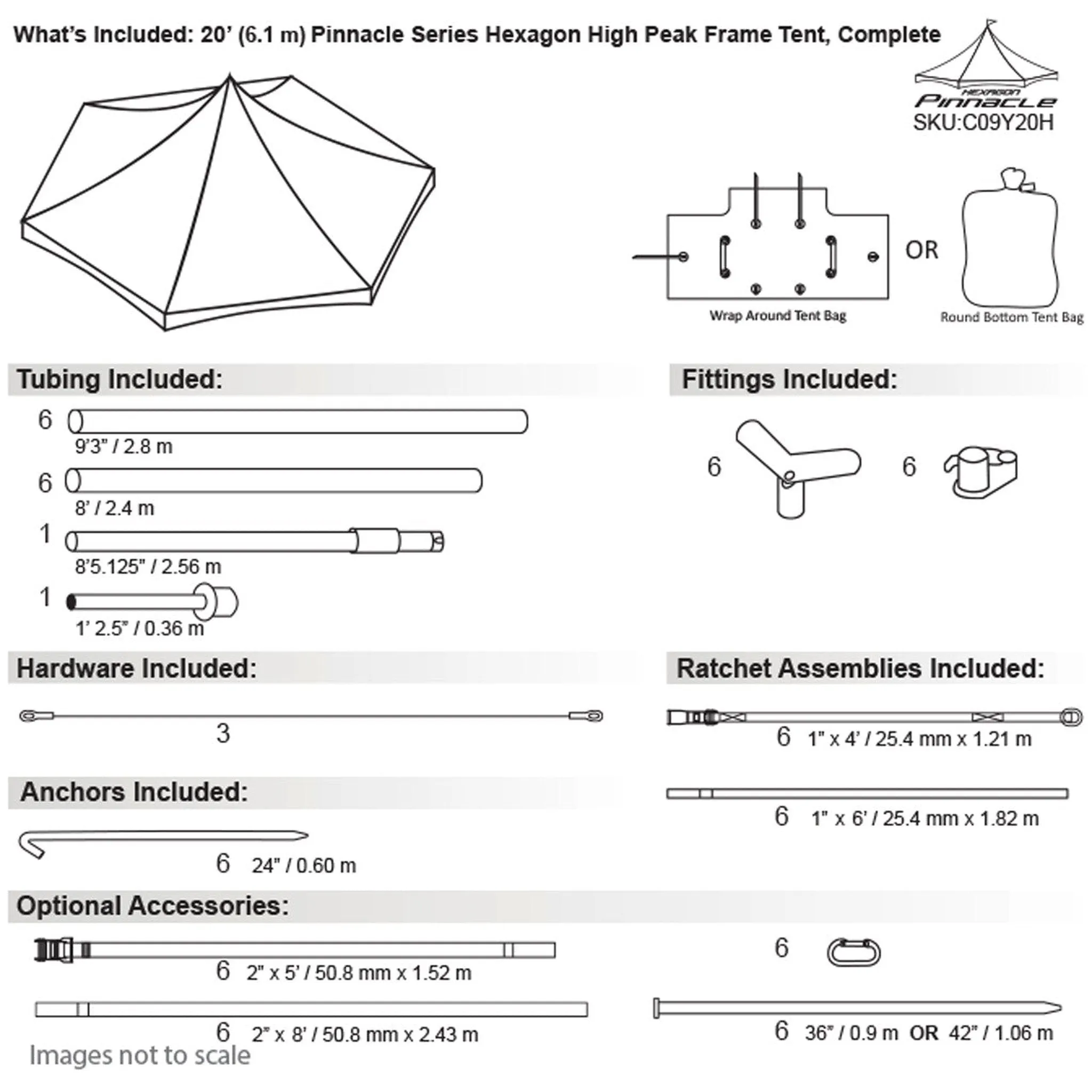 20'x20' Hexagon Pinnacle Frame Tent