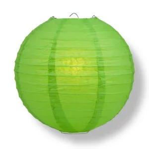 24" Grass Greenery Round Paper Lantern, Even Ribbing, Chinese Hanging Wedding & Party Decoration