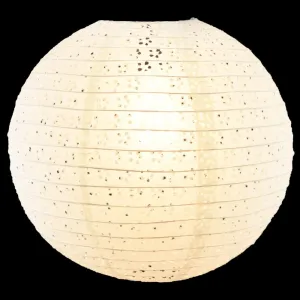 24" Round Eyelet Lace Look Paper Lantern - White