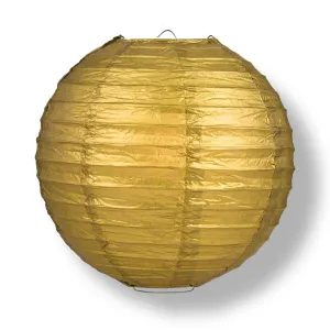 30" Gold Jumbo Round Paper Lantern, Even Ribbing, Chinese Hanging Wedding & Party Decoration