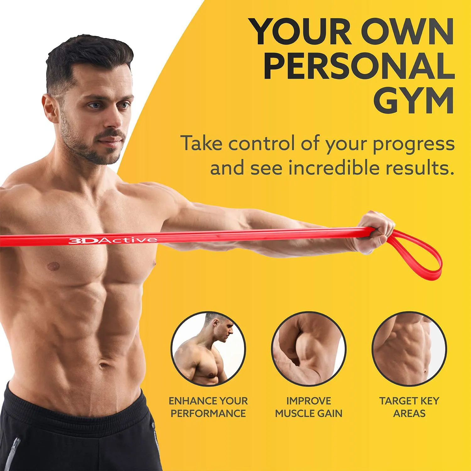3DActive Pull Up Assist Band - Resistance Band for Strength Training, Powerlifting, Body Stretching, CrossFit. Free Exercise Guide. #1 Red- 10 to 35 Pounds (1/2 *4.5mm) - Single Band