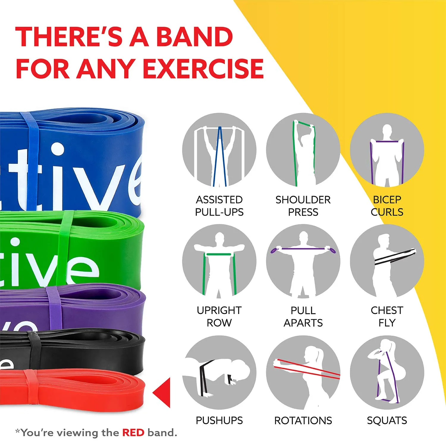 3DActive Pull Up Assist Band - Resistance Band for Strength Training, Powerlifting, Body Stretching, CrossFit. Free Exercise Guide. #1 Red- 10 to 35 Pounds (1/2 *4.5mm) - Single Band