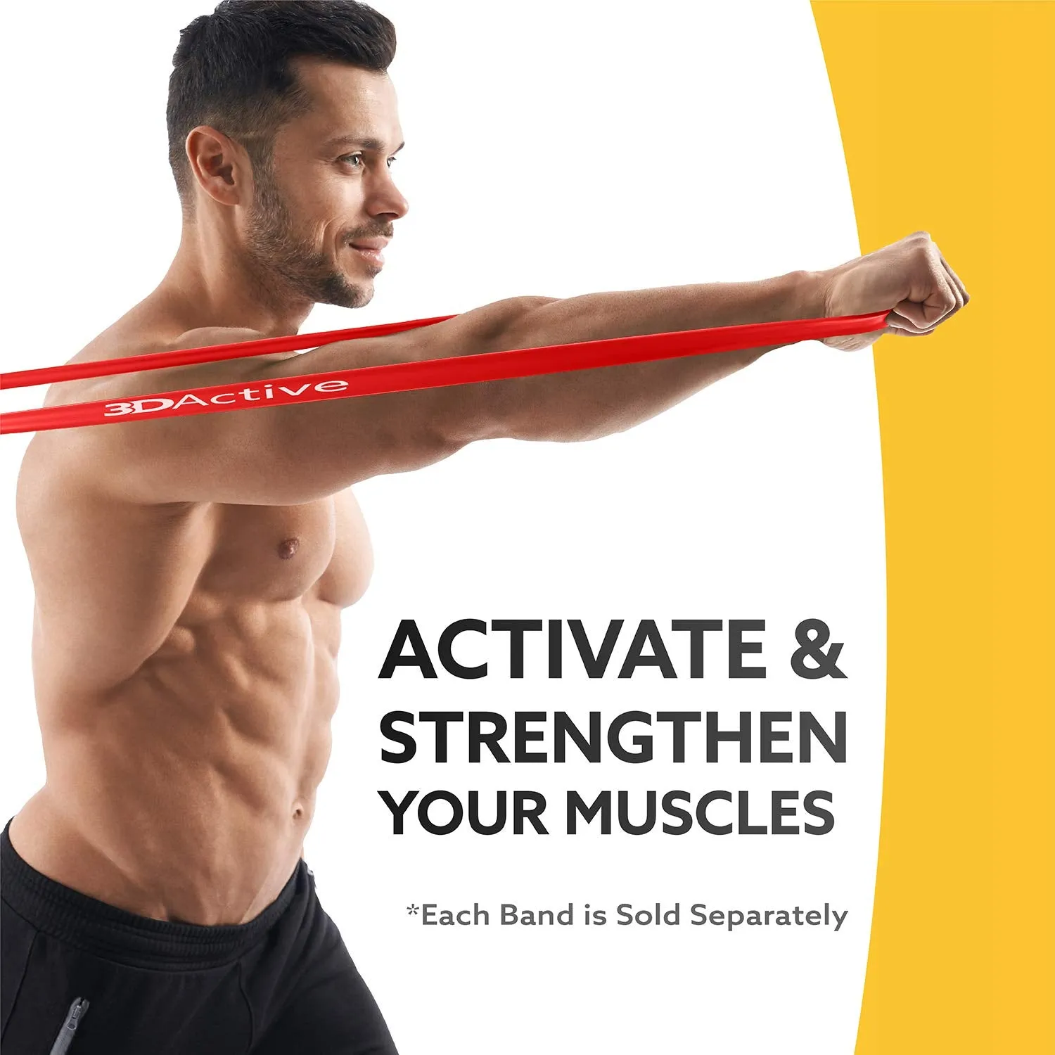 3DActive Pull Up Assist Band - Resistance Band for Strength Training, Powerlifting, Body Stretching, CrossFit. Free Exercise Guide. #1 Red- 10 to 35 Pounds (1/2 *4.5mm) - Single Band