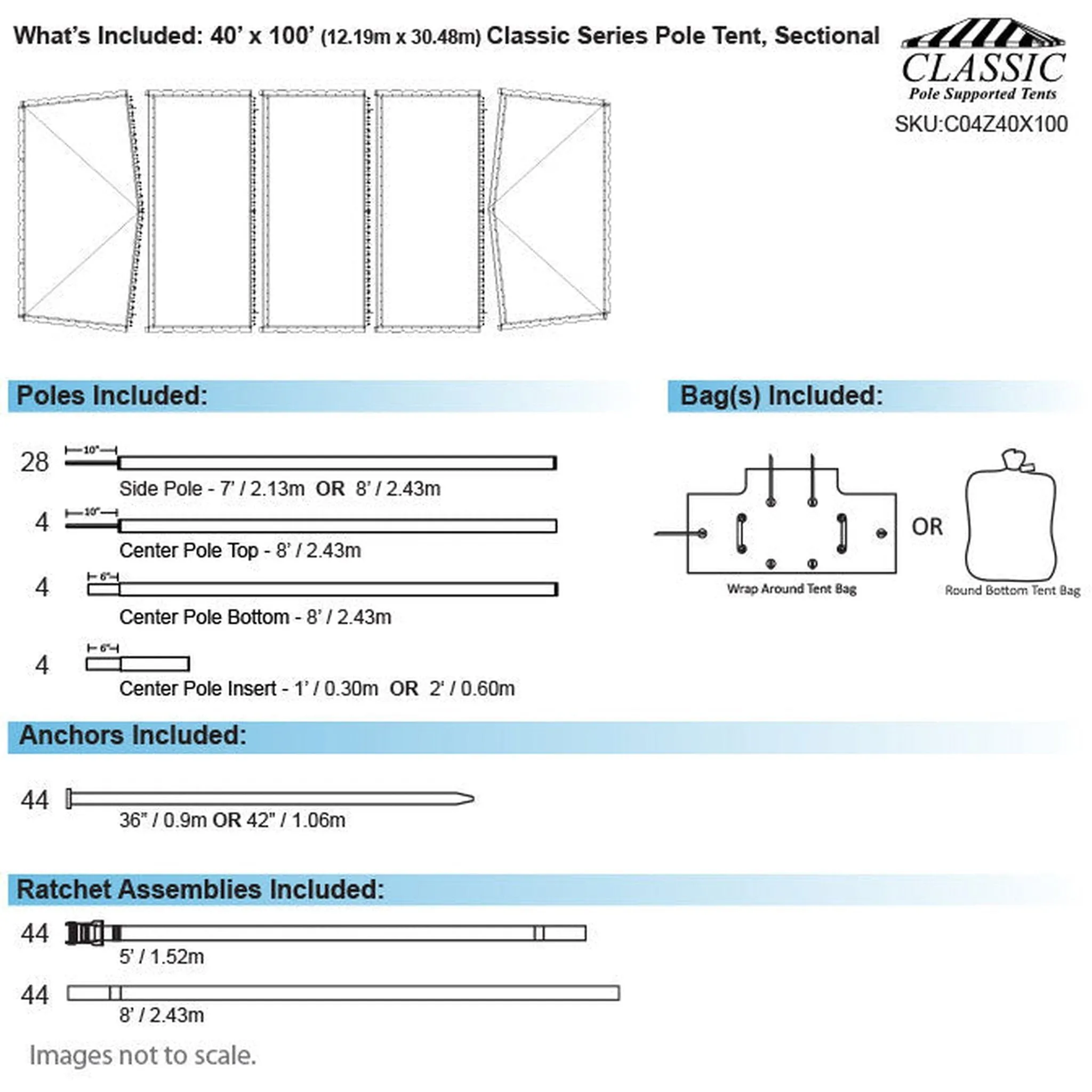 40x100 Classic Series Pole Tent