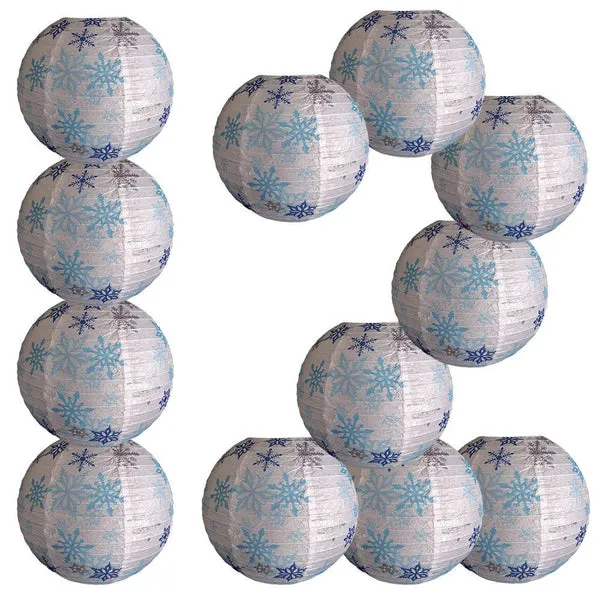 5-Pack 14 Inch White Snowflake Christmas Holiday Paper Lantern