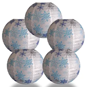 5-Pack 14 Inch White Snowflake Christmas Holiday Paper Lantern