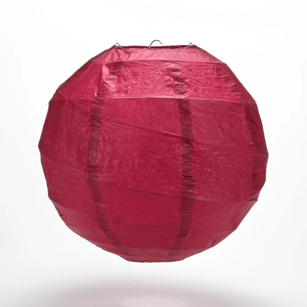 5-Pack 8 Inch Velvet Red Free-Style Ribbing Round Paper Lantern