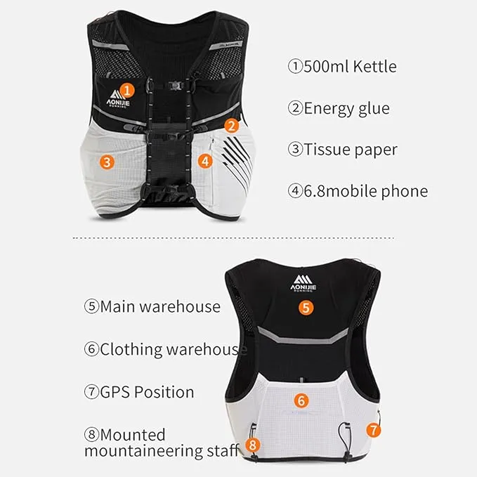 AONIJIE Hydration Vest Backpack 5L with External Trekking Poles Storage Bag Lightweight Hydration Pack for Trail Run Race Marathon