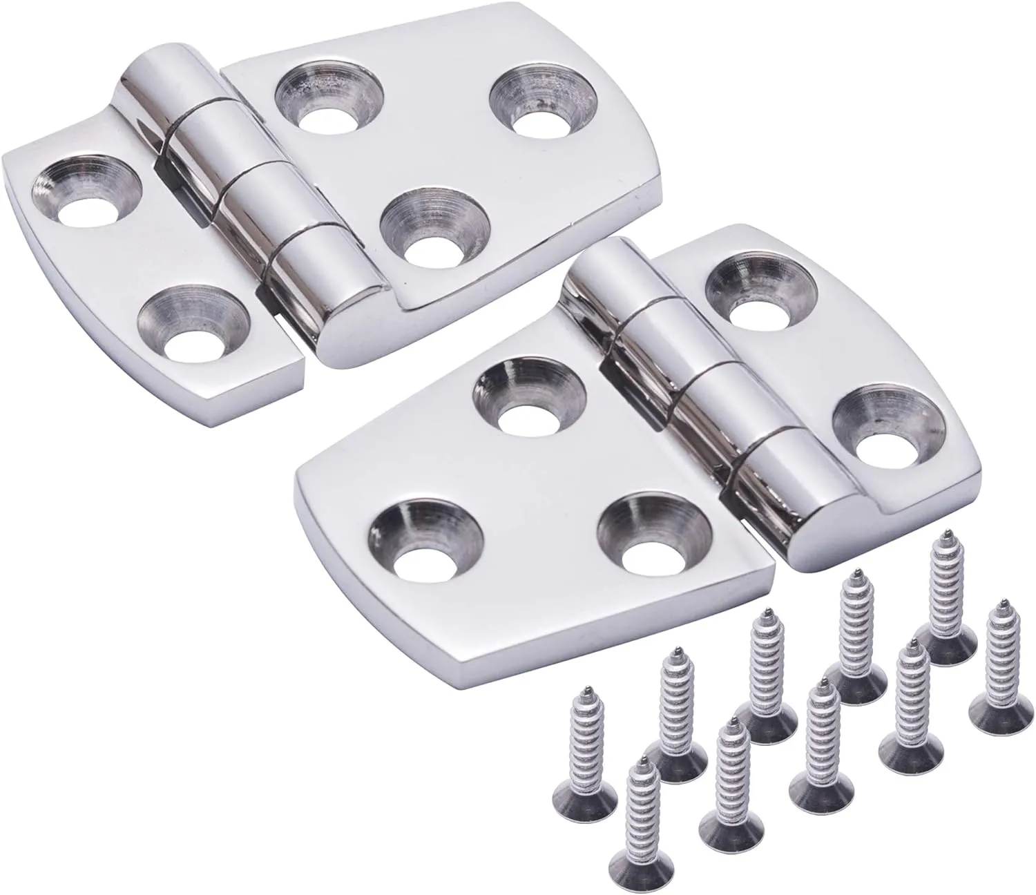Boat Shortside Hinges,316 Stainless Steel Mirror Polished Marine Heavy Duty Hinges 1-1/2 Inch x 2-1/4 Inch,Pack of 2, Include Installation Screws
