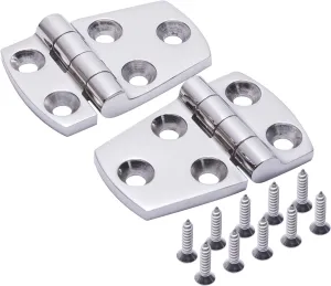 Boat Shortside Hinges,316 Stainless Steel Mirror Polished Marine Heavy Duty Hinges 1-1/2 Inch x 2-1/4 Inch,Pack of 2, Include Installation Screws