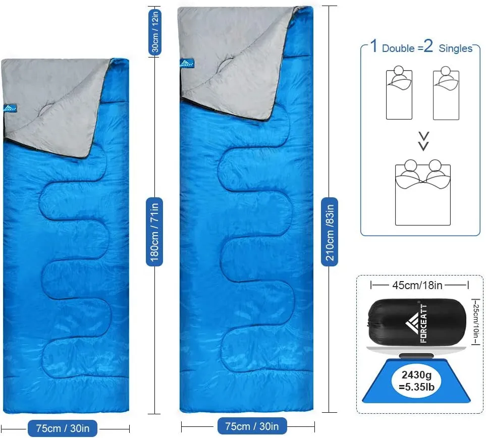 Camping Sleeping Bag, Two-Person Waterproof