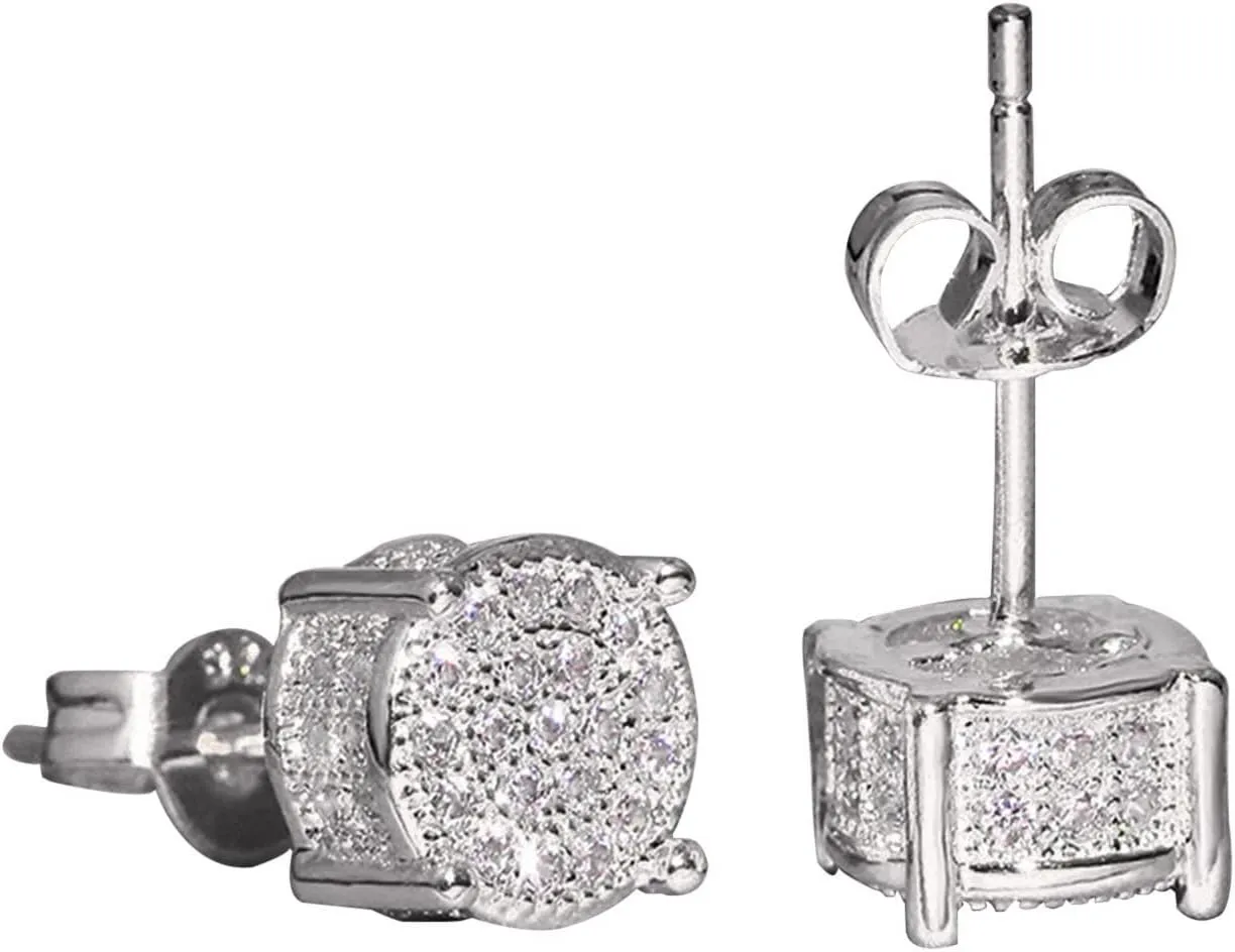 clearance of sales today deals prime, Women Synthetic Diamond Earrings, 18K White Gold Plated Round Square Cubic Zirconia Hypoallergenic Studs Earrings limited of time deals of the day