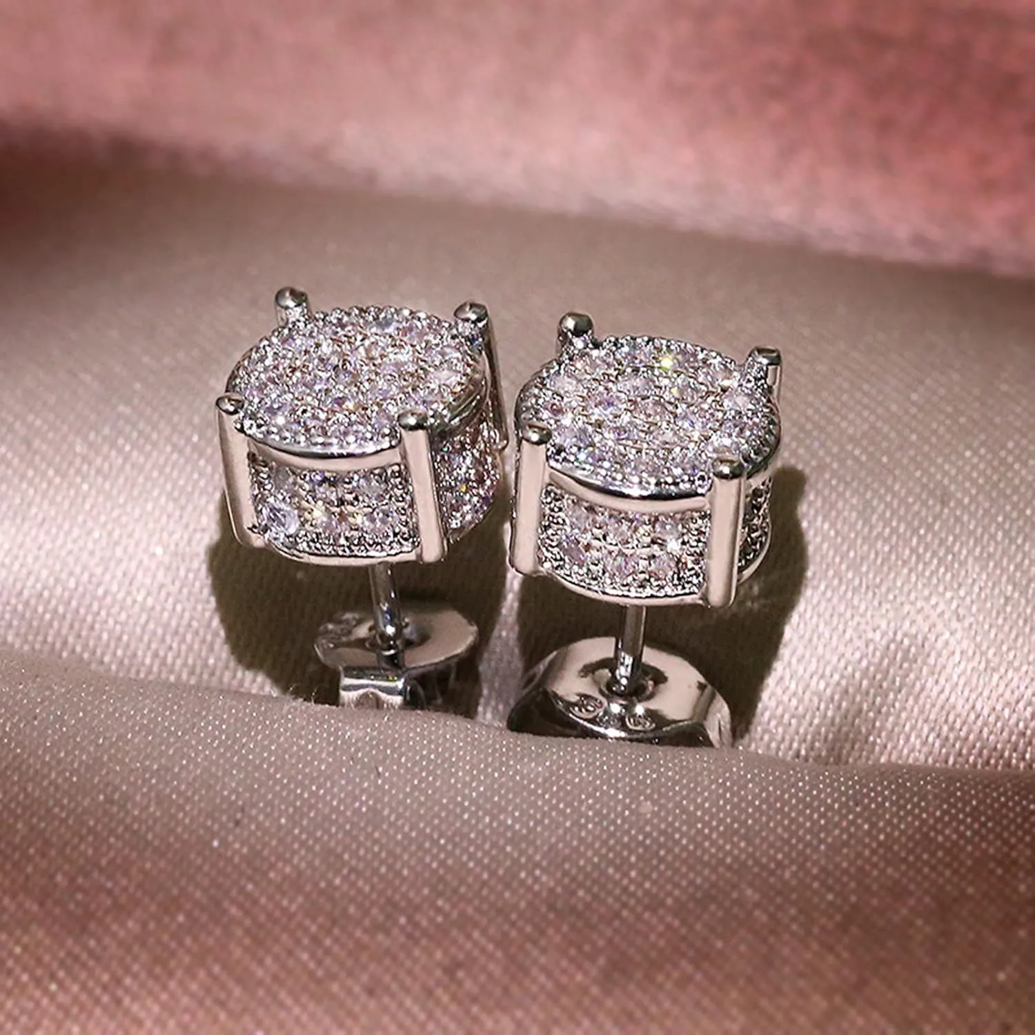clearance of sales today deals prime, Women Synthetic Diamond Earrings, 18K White Gold Plated Round Square Cubic Zirconia Hypoallergenic Studs Earrings limited of time deals of the day