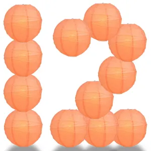 CLOSEOUT 12-Pack 20 Inch Peach / Orange Coral Free-Style Ribbing Round Paper Lantern