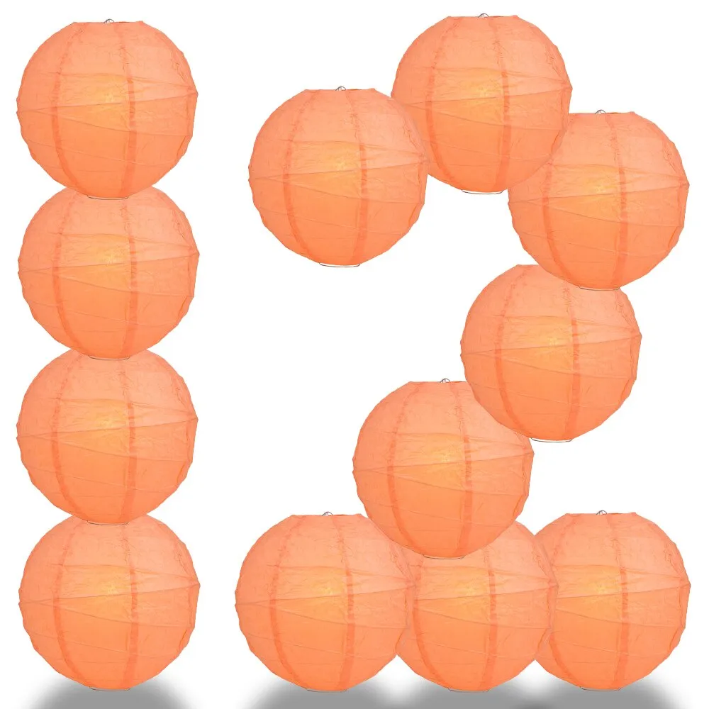 CLOSEOUT 12-Pack 20 Inch Peach / Orange Coral Free-Style Ribbing Round Paper Lantern