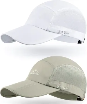 ELLEWIN 2 Pack Unisex Baseball Cap Foldable Sports Hat with UPF 50  Runing Hat
