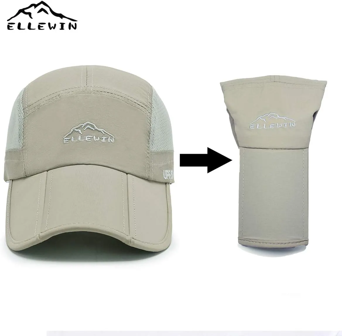 ELLEWIN 2 Pack Unisex Baseball Cap Foldable Sports Hat with UPF 50  Runing Hat