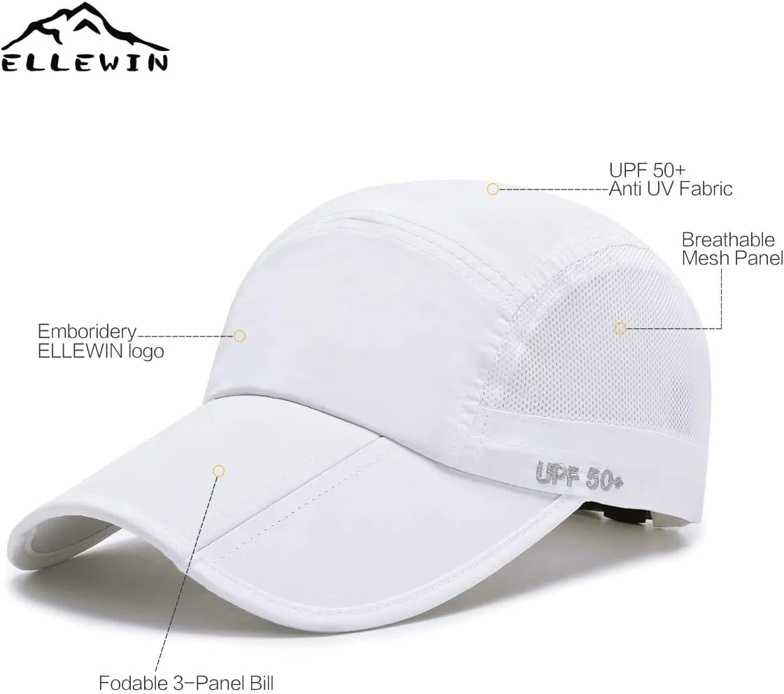 ELLEWIN 2 Pack Unisex Baseball Cap Foldable Sports Hat with UPF 50  Runing Hat