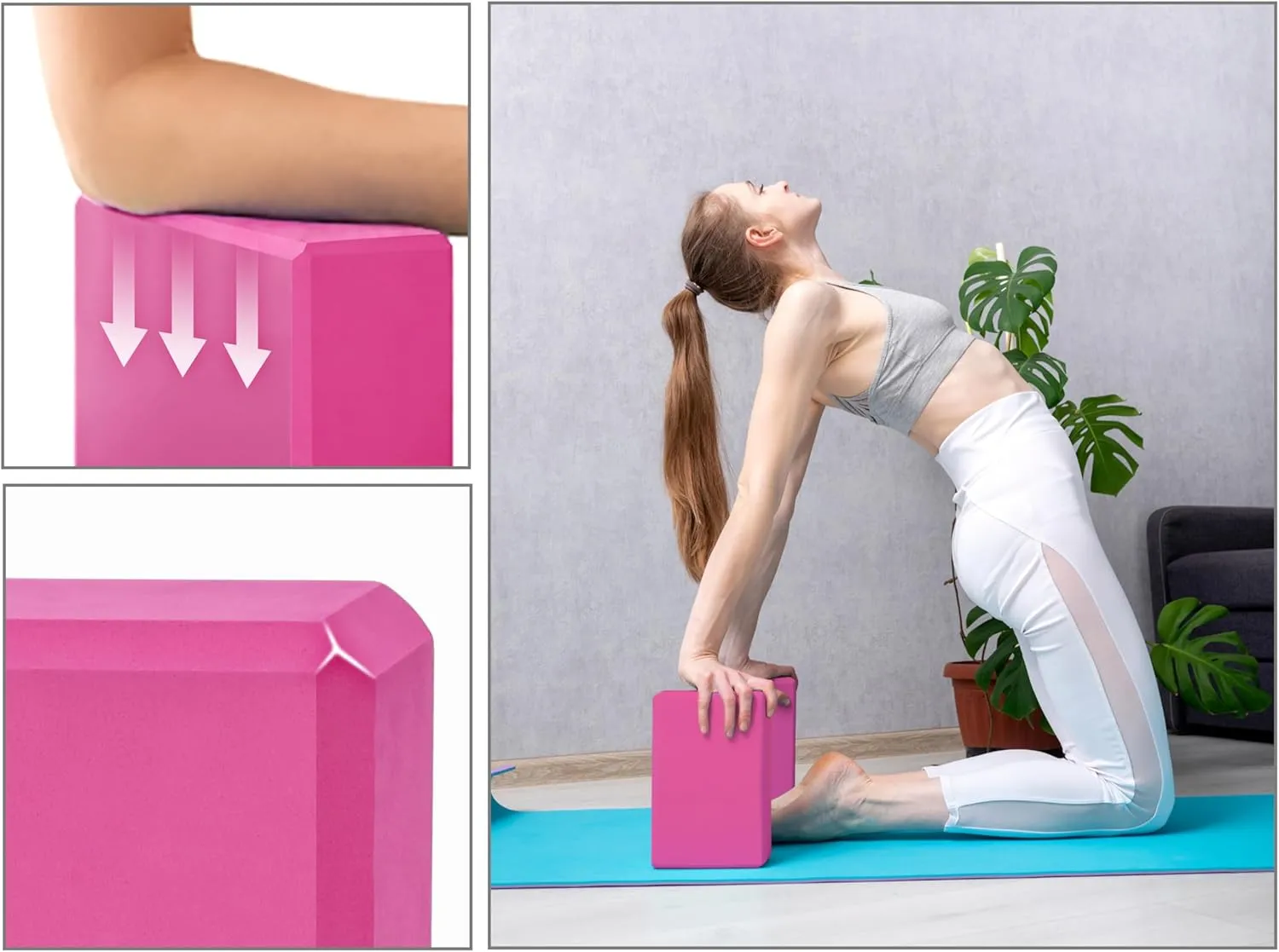 EXERZ Yoga Blocks 2 pack, Gym Blocks, Exercise Workout Fitness Bricks, Pilates Stretch Handstand Non-Slip