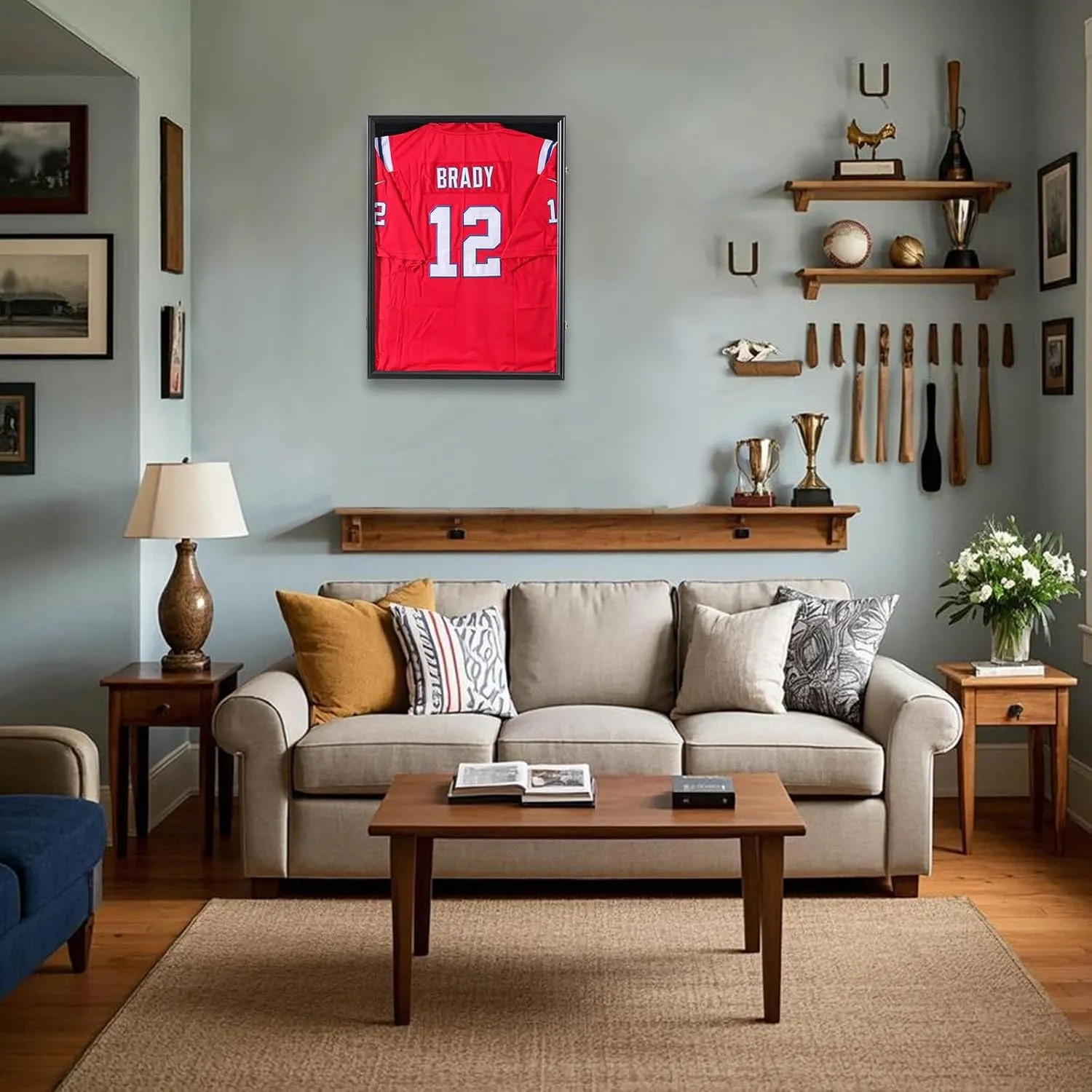 Jersey Frame Display Case Jersey Display Case Jersey Shadow Box with Uv Protection Acrylic and Hanger for Baseball Basketball Football Soccer Hockey Sport Shirt and Uniform,Black Finish