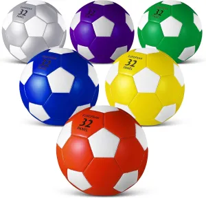 Jexine 6 Pcs Soccer Ball Bulk with Pump Official Size Indoor Outdoor Soft Soccer Back to School Sport Gift for Child Teen Adult Practice Game