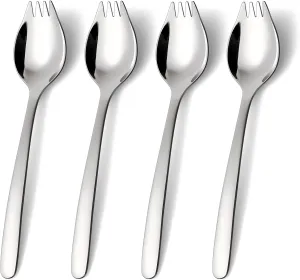 Lovingly Yours 7-inch Spork Stainless Steel, Reusable Metal Sporks, Set of 4