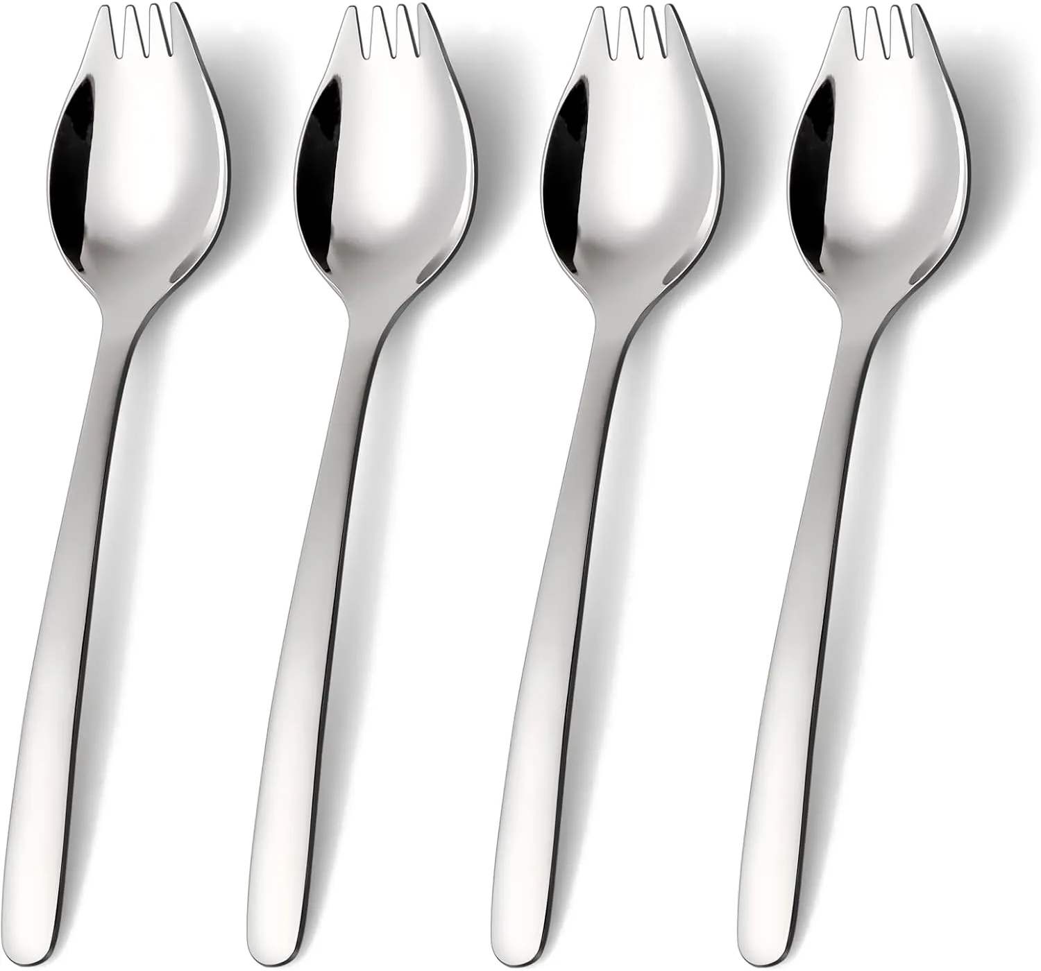 Lovingly Yours 7-inch Spork Stainless Steel, Reusable Metal Sporks, Set of 4