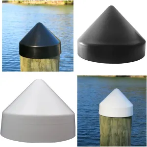 Marine Dock Piling Cone, Piling Cap, 100% Polyethylene Material, Lasts up to 10  Years, Made in USA (Black, 13")