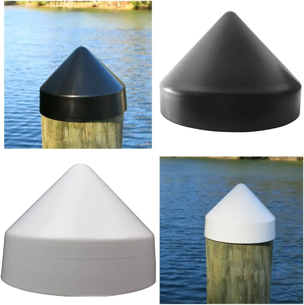 Marine Dock Piling Cone, Piling Cap, 100% Polyethylene Material, Lasts up to 10  Years, Made in USA (Black, 13")