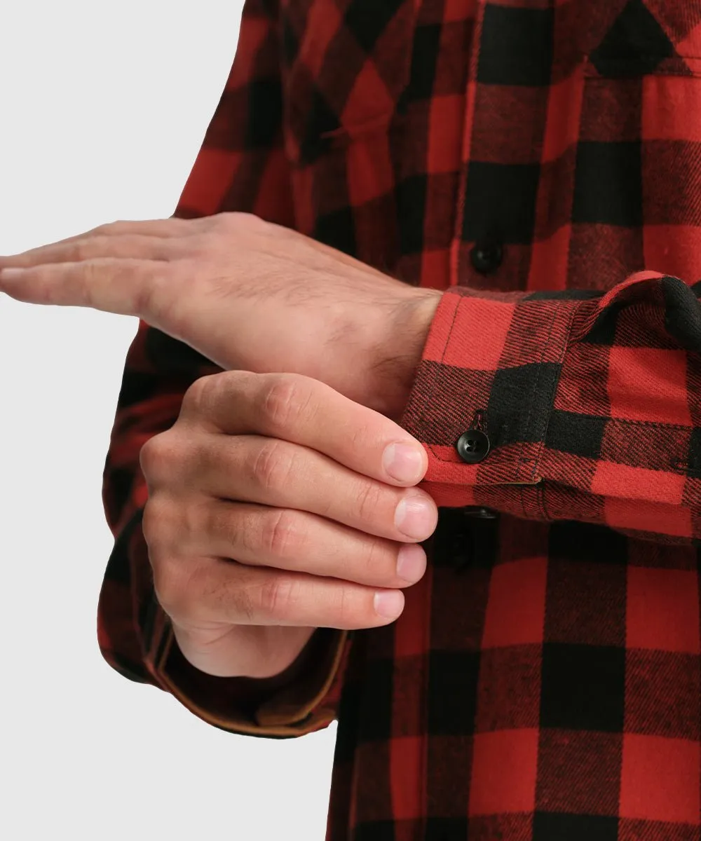Men's Casual Buffalo Plaid Button Hooded Shirts