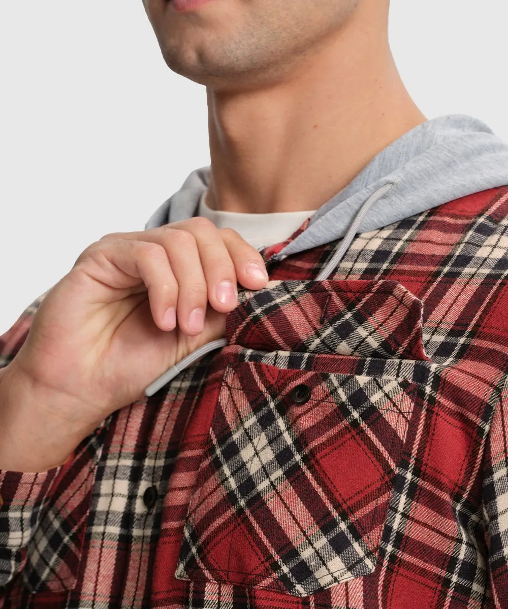 Men's Casual Buffalo Plaid Button Hooded Shirts