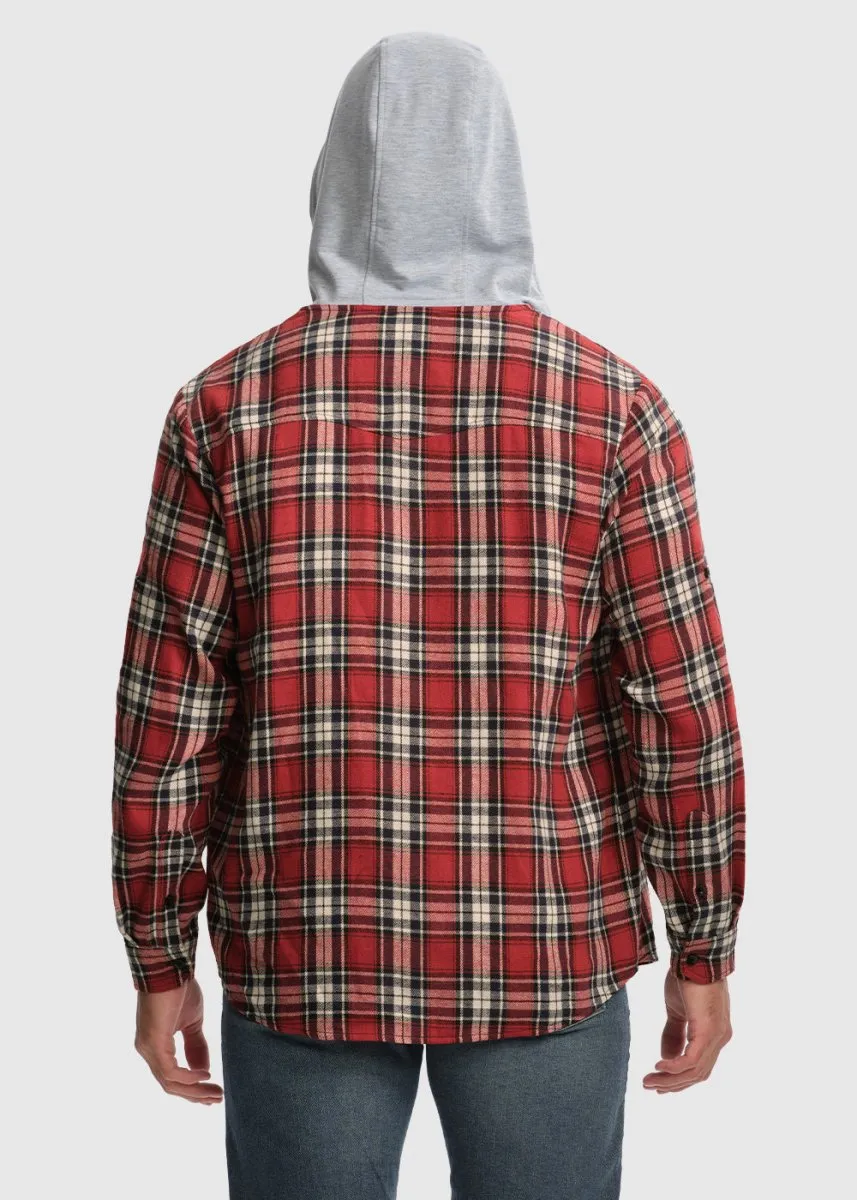 Men's Casual Buffalo Plaid Button Hooded Shirts