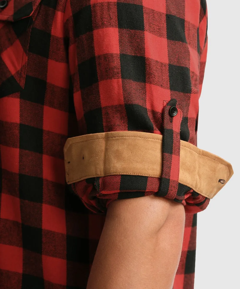 Men's Casual Buffalo Plaid Button Hooded Shirts