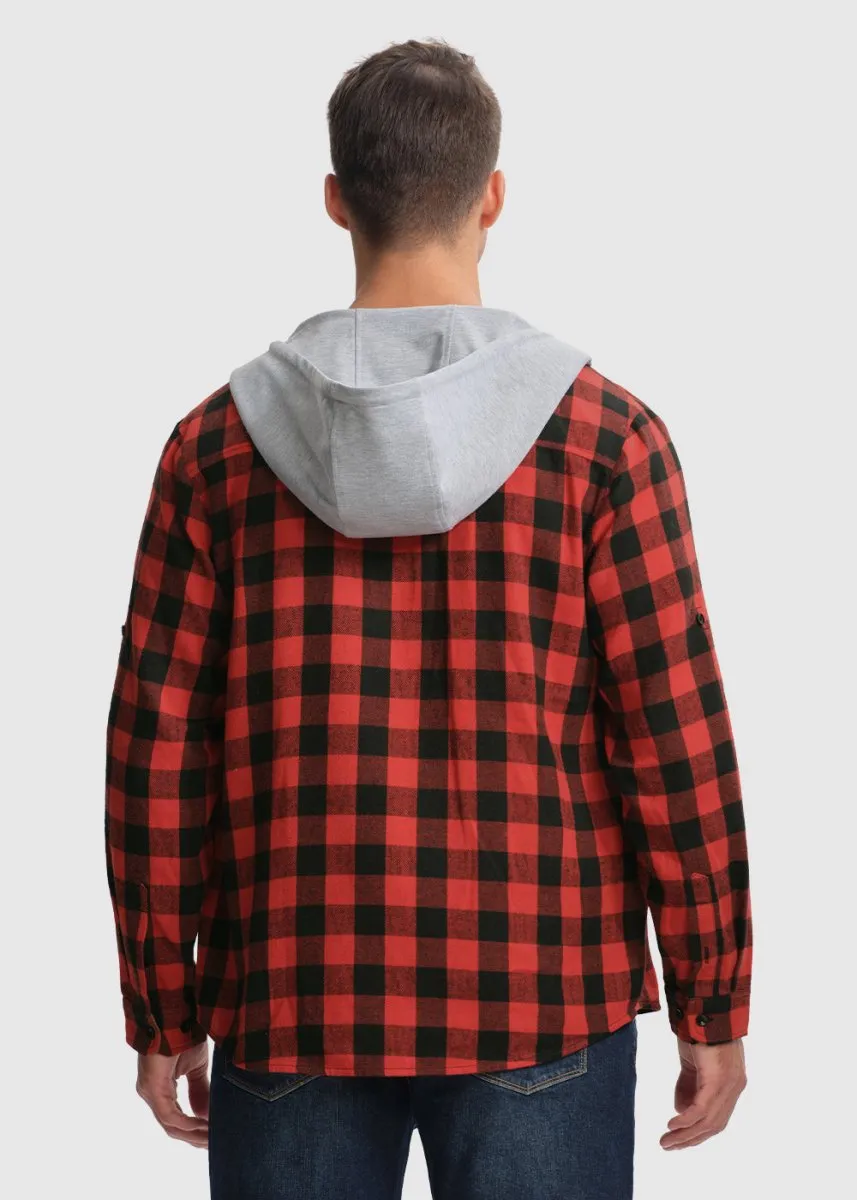Men's Casual Buffalo Plaid Button Hooded Shirts