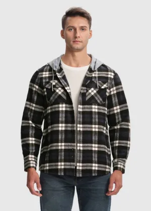 Men's Casual Buffalo Plaid Button Hooded Shirts