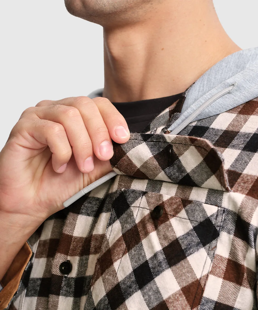 Men's Casual Buffalo Plaid Button Hooded Shirts