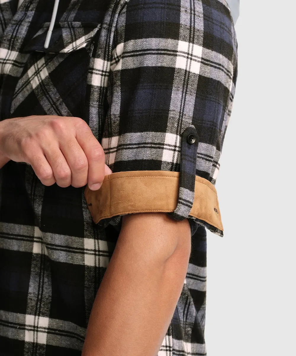 Men's Casual Buffalo Plaid Button Hooded Shirts