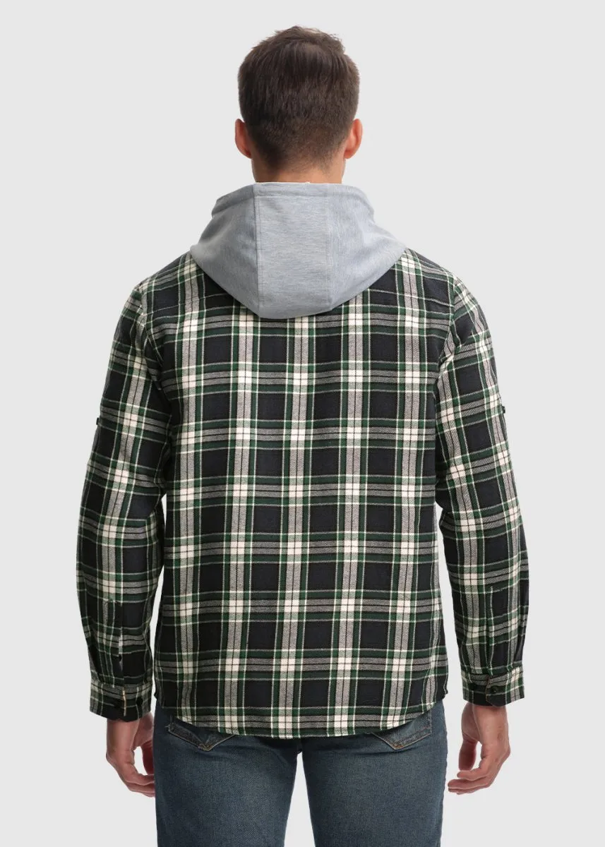Men's Casual Buffalo Plaid Button Hooded Shirts