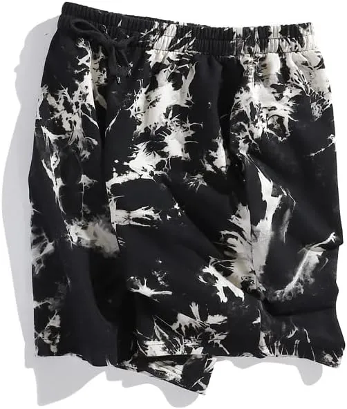 Mens Casual Drawstring Tie Dye Summer Shorts Workout Sweat Running Beach Shorts for Men