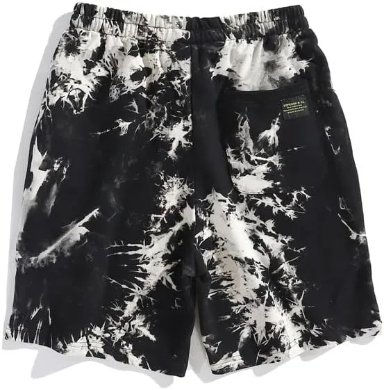 Mens Casual Drawstring Tie Dye Summer Shorts Workout Sweat Running Beach Shorts for Men