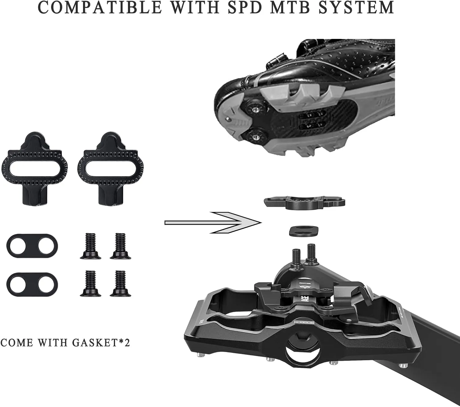 Mountain Bike Pedals- Dual Function Bicycle Flat Pedals and Clipless Pedals- 9/16" Platform Pedals Compatible with SPD for Road Mountain BMX Bike