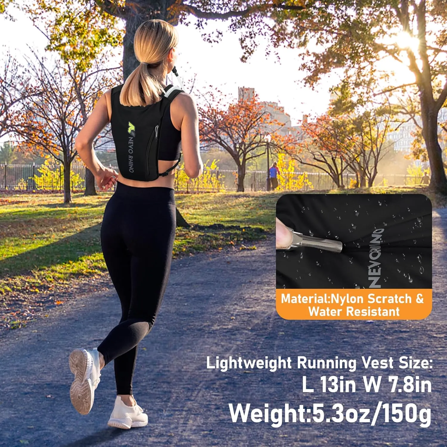 N NEVO RHINO Running Vest,Hydration Vest 5L with 1.5L Water Bladder,Lightweight Hydration Pack Water Backpack for Hiking Race