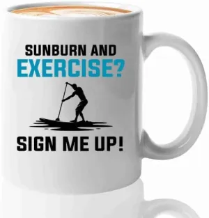 Paddleboard Coffee Mug 11oz White -Sunburn and exercise - Surfboard or Paddleboard Vintage stand up paddle surfing