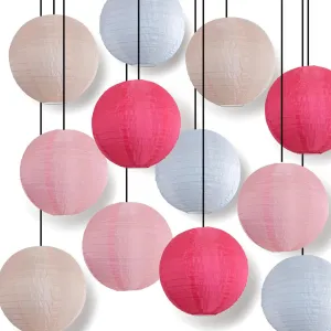 Pink Peony Color Party Parallel Ribbing Ribbed Nylon Lantern Combo Set (12 pc Set)
