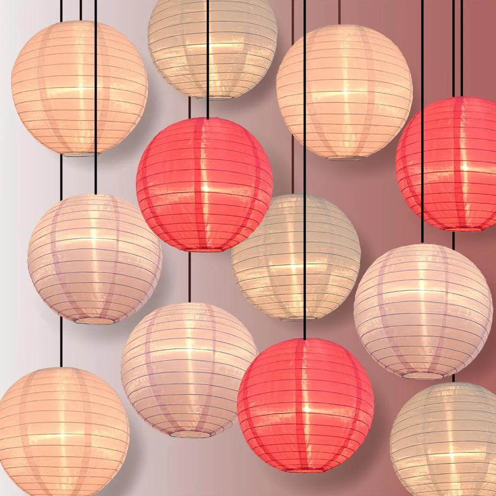 Pink Peony Color Party Parallel Ribbing Ribbed Nylon Lantern Combo Set (12 pc Set)