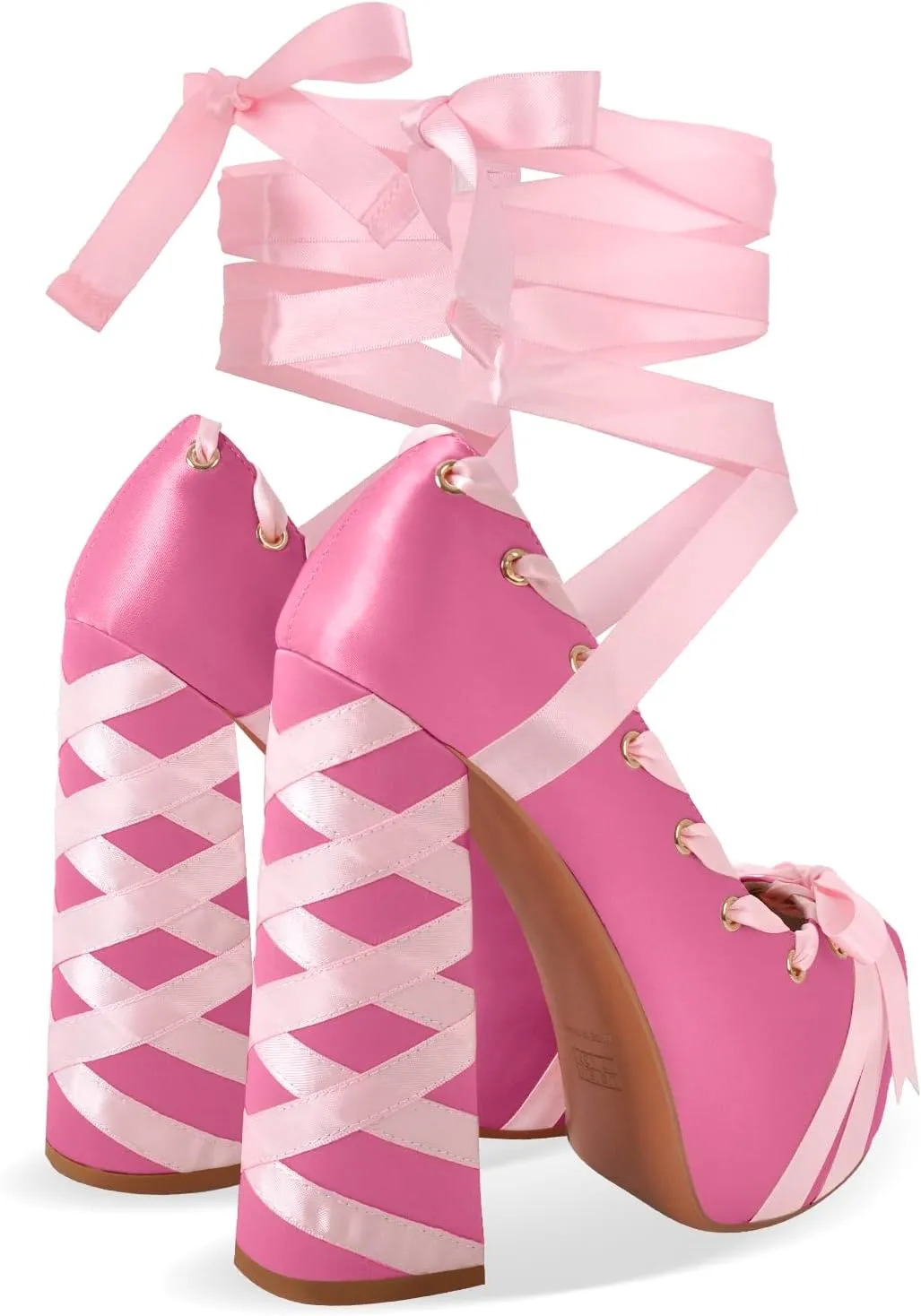 Platform Heels Chunky Bow Ribbon Pumps